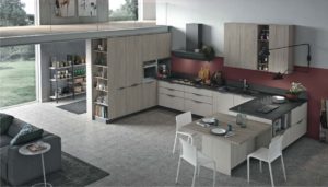 Cucina a vista 27 angolare a ferro di cavallo