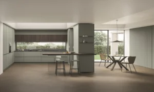 Cucina laccata verde asparago modello Color Trend di Stosa