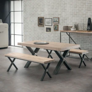 Tavolo rustico con panche modello Zagabria