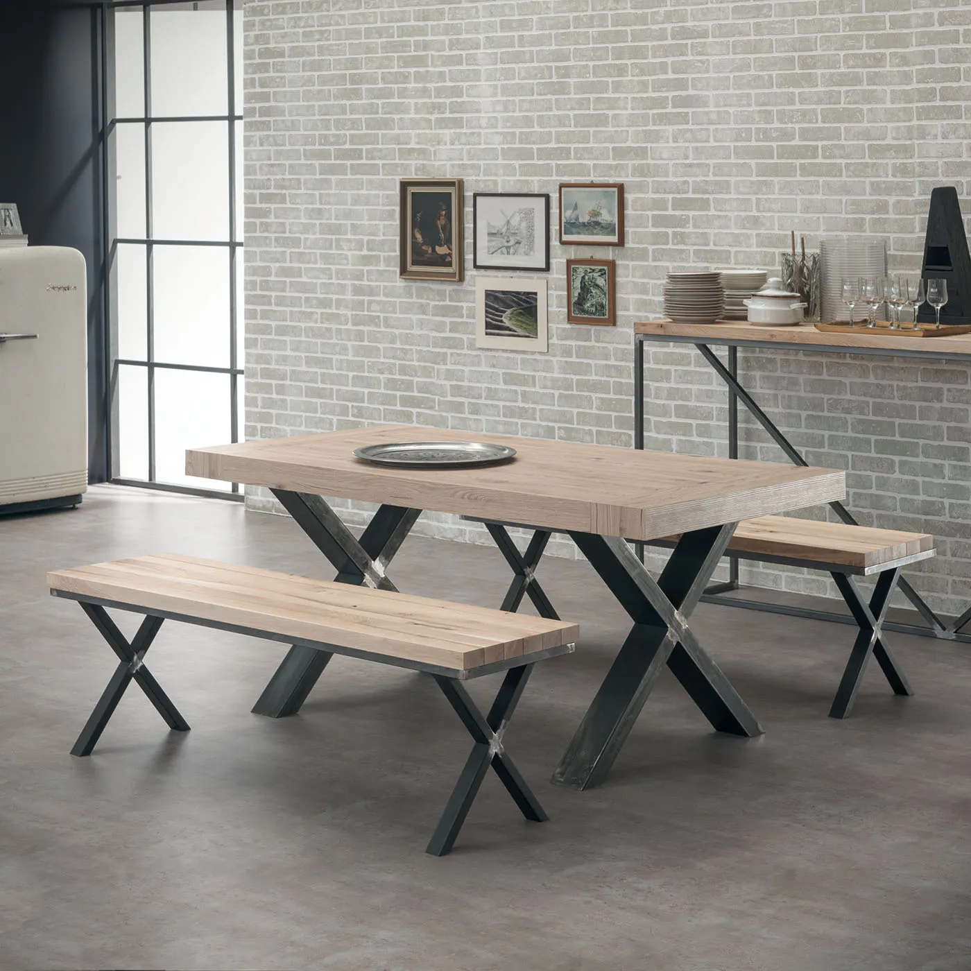 Tavoli da cucina 36 Tavolo rustico con panche modello Zagabria