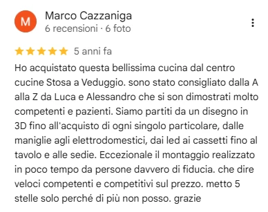 Recensione Google di Marco Cazzaniga, 5 stelle